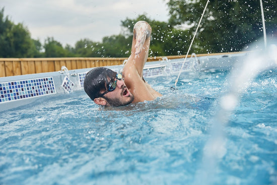 Swimming in a swim spa